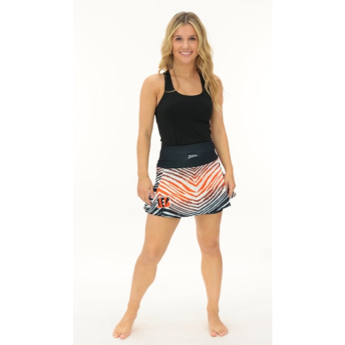 Zubaz NFL Women's Zebra Ombre Skort Team Primary Logo, Cincinnati Bengals