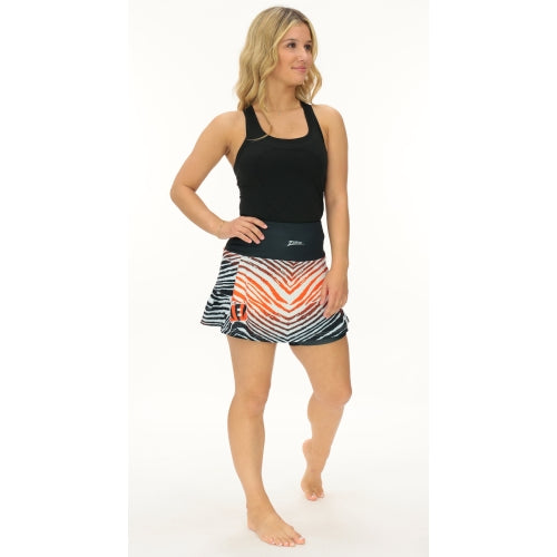 Zubaz NFL Women's Zebra Ombre Skort Team Primary Logo, Cincinnati Bengals