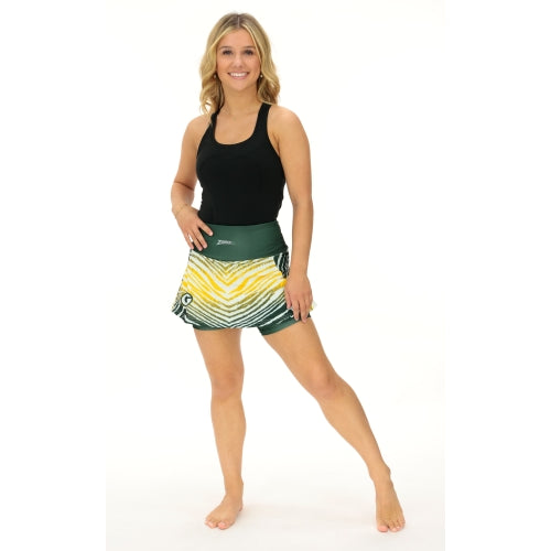 Zubaz NFL Women's Zebra Ombre Skort Team Primary Logo, Green Bay Packers