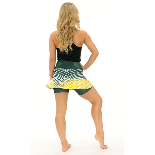 Zubaz NFL Women's Zebra Ombre Skort Team Primary Logo, Green Bay Packers