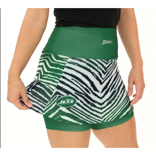 Zubaz NFL Women's Zebra Ombre Skort Team Primary Logo, New York Jets
