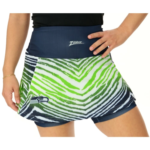 Zubaz NFL Women's Zebra Ombre Skort Team Primary Logo, Seattle Seahawks