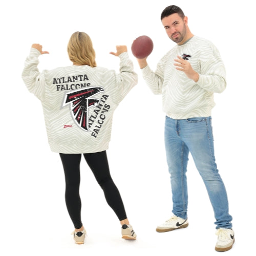 Zubaz NFL 90's All Over Zebra Crewneck Sweatshirt – Full Back, ATLANTA FALCONS