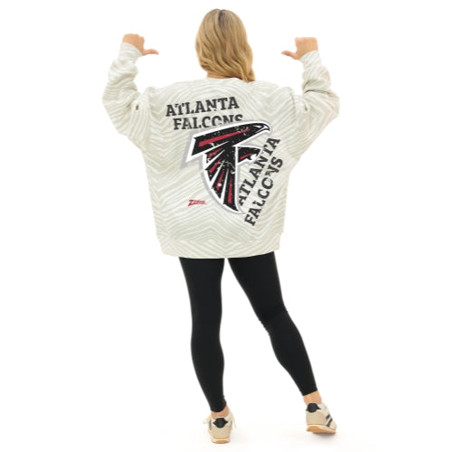 Zubaz NFL 90's All Over Zebra Crewneck Sweatshirt – Full Back, ATLANTA FALCONS