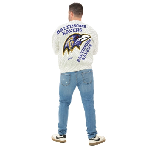Zubaz NFL 90's All Over Zebra Crewneck Sweatshirt – Full Back, BALTIMORE RAVENS