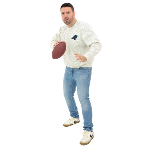 Zubaz NFL 90's All Over Zebra Crewneck Sweatshirt – Full Back, CAROLINA PANTHERS - Official NFL Panthers Zubaz Apparel (4 o