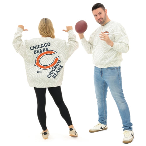 Zubaz NFL 90's All Over Zebra Crewneck Sweatshirt – Full Back, CHICAGO BEARS