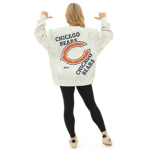 Zubaz NFL 90's All Over Zebra Crewneck Sweatshirt – Full Back, CHICAGO BEARS