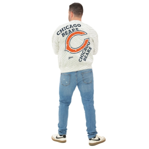 Zubaz NFL 90's All Over Zebra Crewneck Sweatshirt – Full Back, CHICAGO BEARS