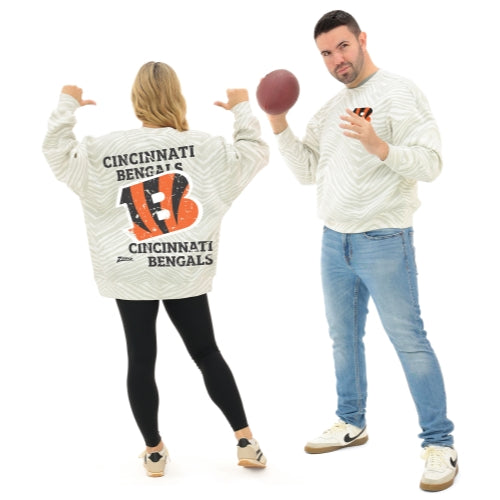 Zubaz NFL 90's All Over Zebra Crewneck Sweatshirt – Full Back, CINCINNATI BENGALS - Official NFL Bengals Zubaz Apparel (1 o