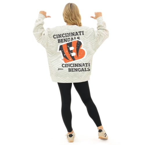Zubaz NFL 90's All Over Zebra Crewneck Sweatshirt – Full Back, CINCINNATI BENGALS - Official NFL Bengals Zubaz Apparel (3 o