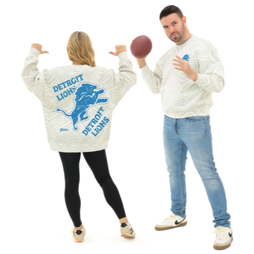 Zubaz NFL 90's All Over Zebra Crewneck Sweatshirt – Full Back, DETROIT LIONS