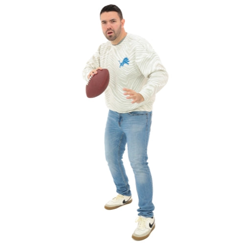 Zubaz NFL 90's All Over Zebra Crewneck Sweatshirt – Full Back, DETROIT LIONS