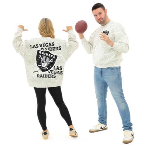 Zubaz NFL 90's All Over Zebra Crewneck Sweatshirt – Full Back, LAS VEGAS RAIDERS
