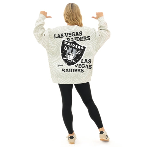 Zubaz NFL 90's All Over Zebra Crewneck Sweatshirt – Full Back, LAS VEGAS RAIDERS