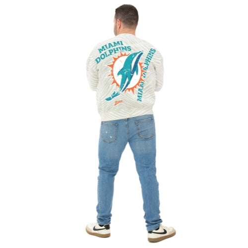 Zubaz NFL 90's All Over Zebra Crewneck Sweatshirt – Full Back, MIAMI DOLPHINS