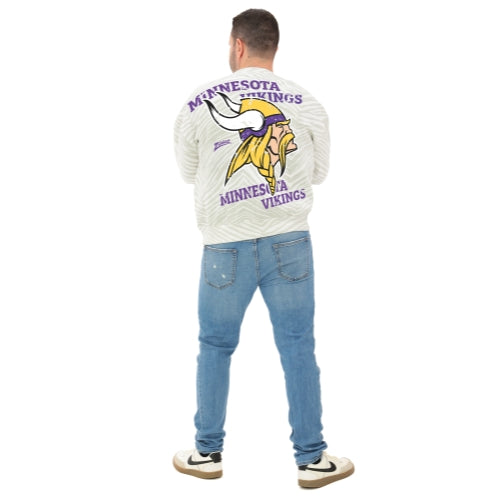 Zubaz NFL 90's All Over Zebra Crewneck Sweatshirt – Full Back, MINNESOTA VIKINGS