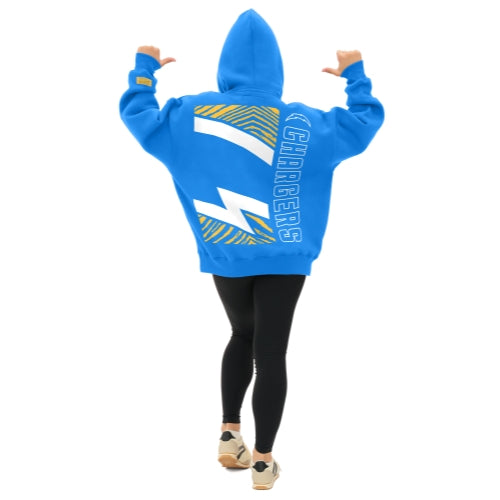 Zubaz NFL 90s Drop Shoulder Hoodie -MVP, LOS ANGELES CHARGERS
