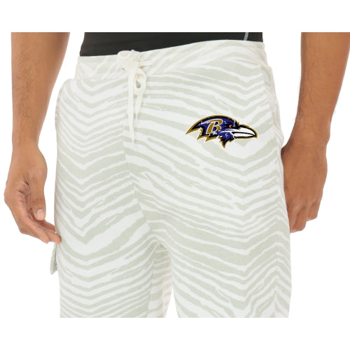Zubaz NFL UNISEX 90s Team Cargo Joggers - Zebra 2 Color, BALTIMORE RAVENS