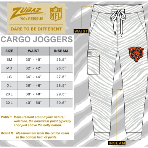 Zubaz NFL UNISEX 90s Team Cargo Joggers - Zebra 2 Color, BUFFALO BILLS