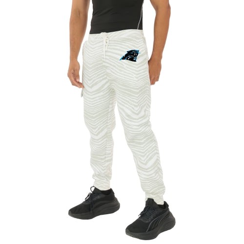 Zubaz NFL UNISEX 90s Team Cargo Joggers - Zebra 2 Color, CAROLINA PANTHERS