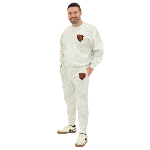 Zubaz NFL UNISEX 90s Team Cargo Joggers - Zebra 2 Color, CHICAGO BEARS