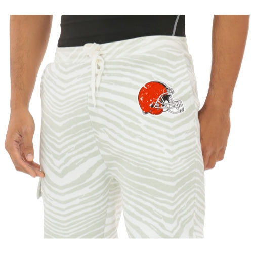 Zubaz NFL UNISEX 90s Team Cargo Joggers - Zebra 2 Color, CLEVELAND BROWNS