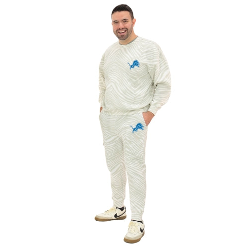 Zubaz NFL UNISEX 90s Team Cargo Joggers - Zebra 2 Color, DETROIT LIONS