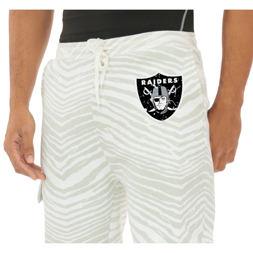 Zubaz NFL UNISEX 90s Team Cargo Joggers - Zebra 2 Color, LAS VEGAS RAIDERS