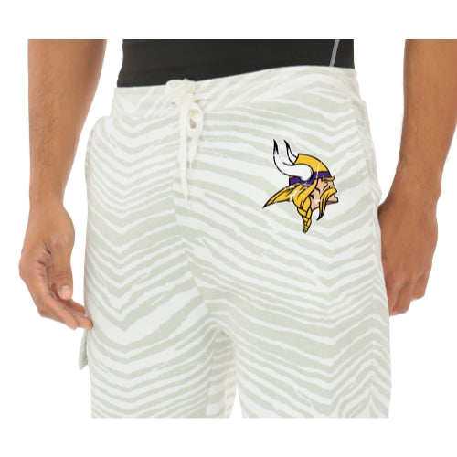 Zubaz NFL UNISEX 90s Team Cargo Joggers - Zebra 2 Color, MINNESOTA VIKINGS