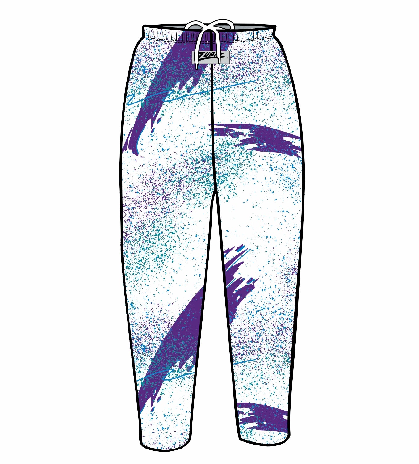 Zubaz Youth Unisex Z88 Confetti Pant, PURPLE/FLUORESCENT BLUE
