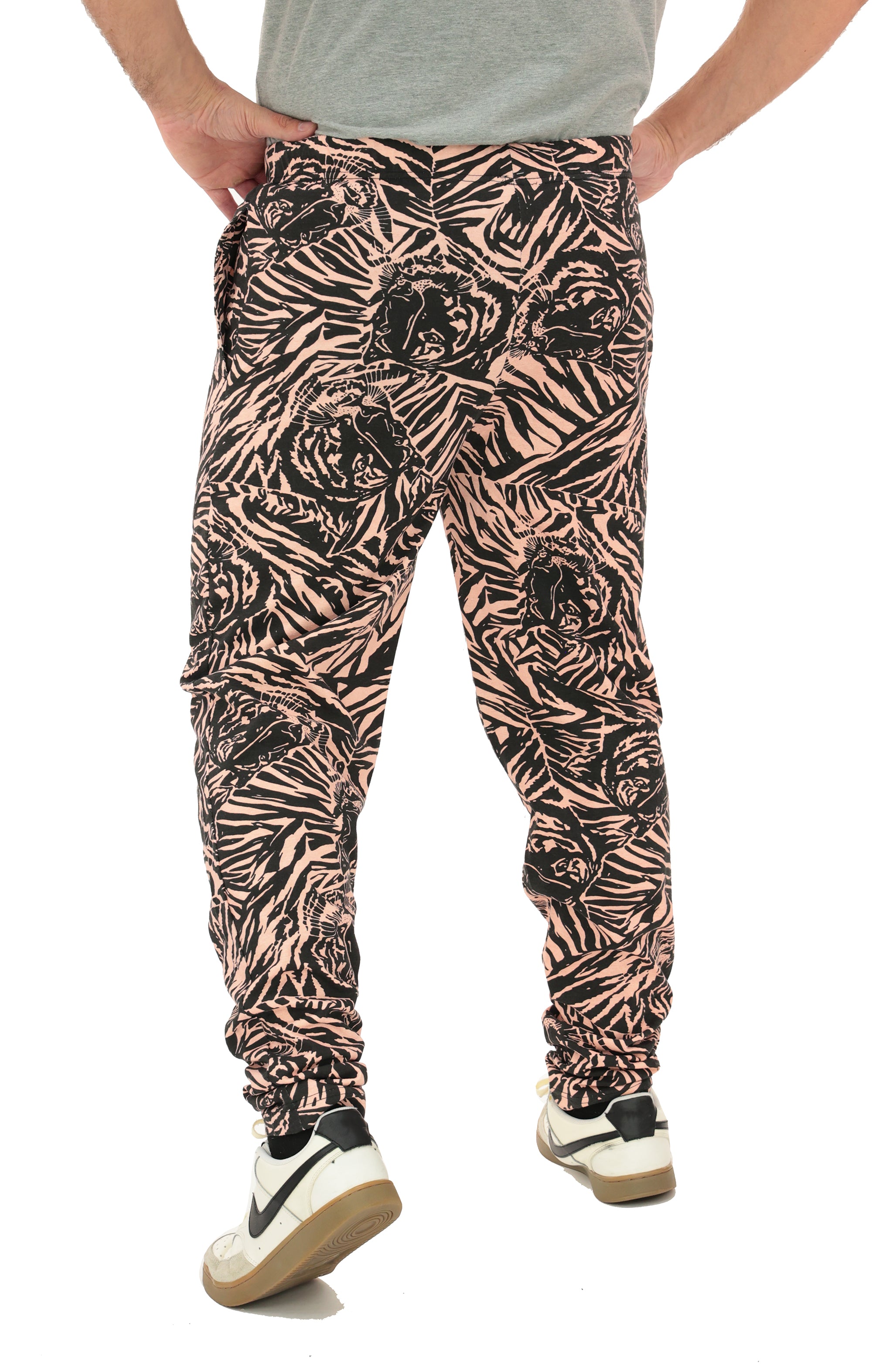 Zubaz Youth Unisex Z88 Tiger Pants, Light Pink/Black