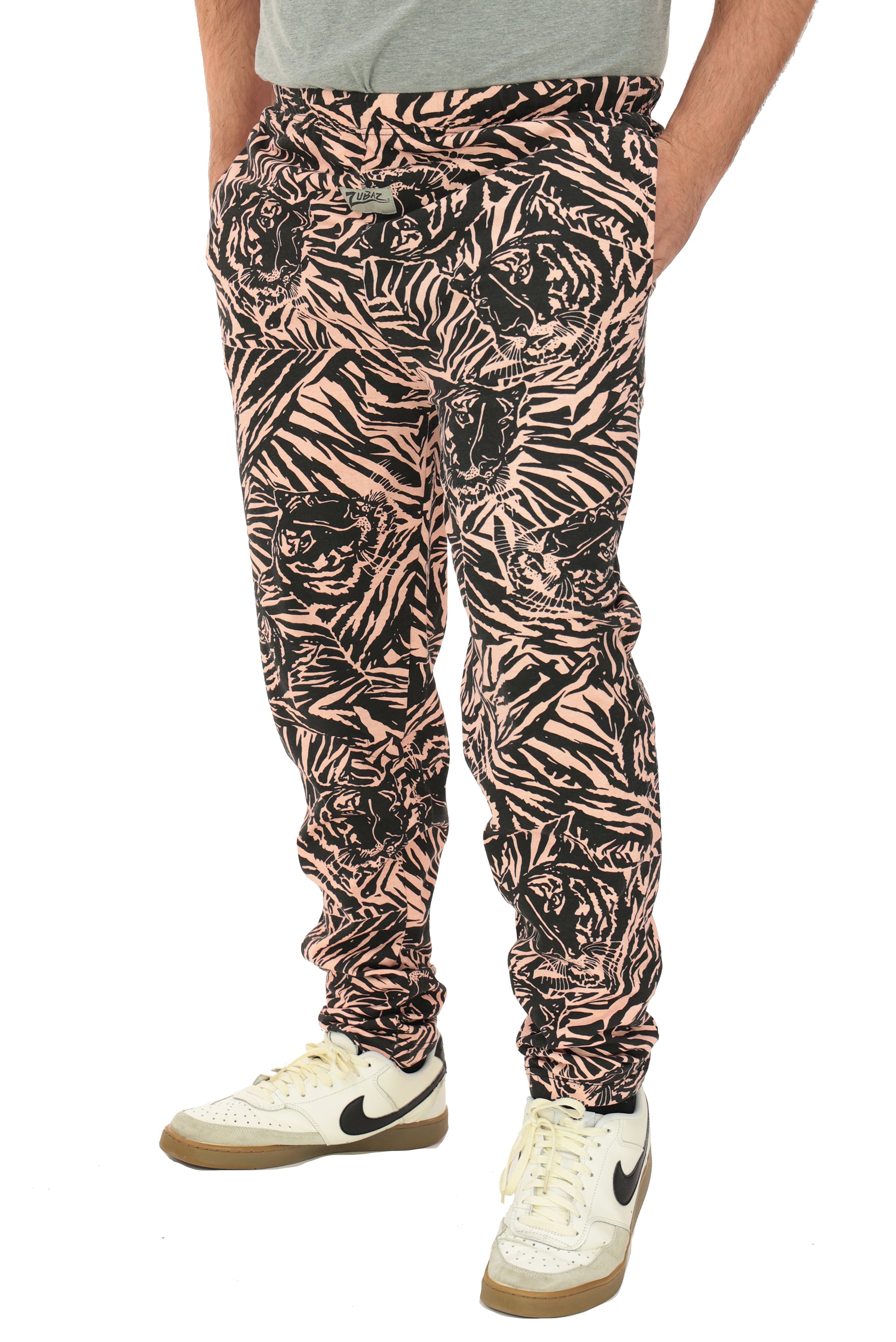 Zubaz Youth Unisex Z88 Tiger Pants, Light Pink/Black - Zubaz Official Sports Apparel (1 of 3)