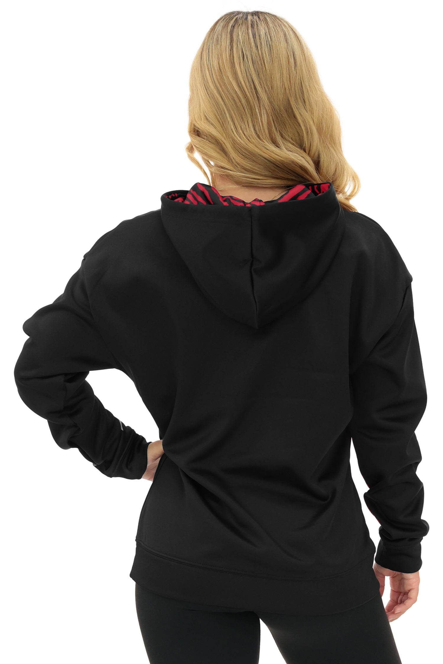 Zubaz NFL Women's Free Play 2 Color Zebra Liner Hoodie, ATLANTA FALCONS