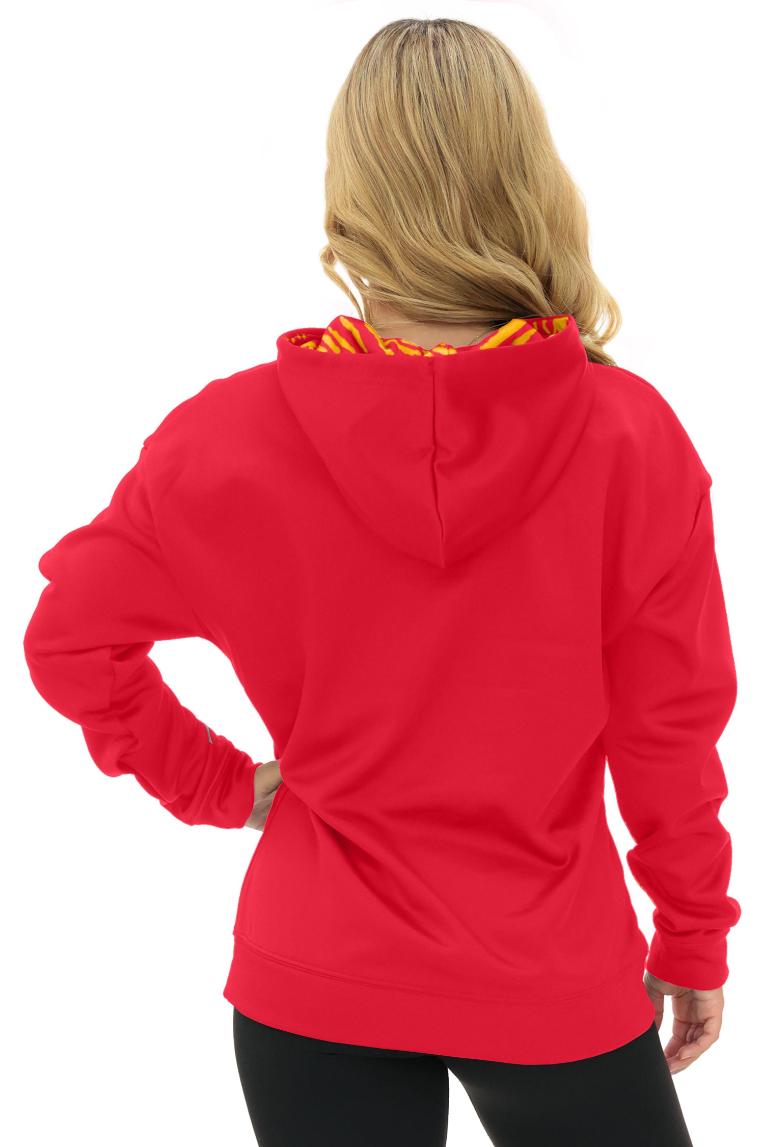 Zubaz NFL Women's Free Play 2 Color Zebra Liner Hoodie, KANSAS CITY CHIEFS