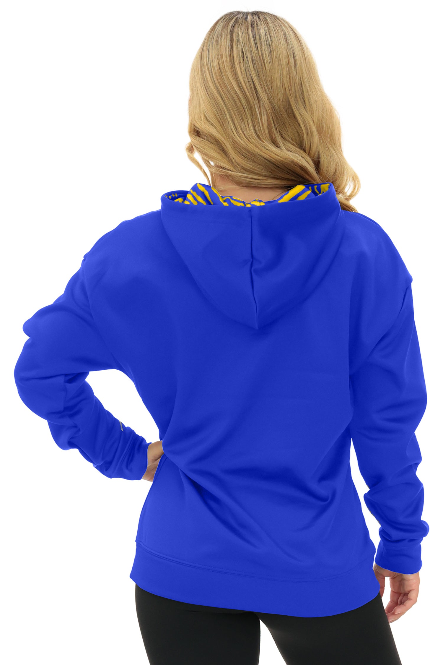 Zubaz NFL Women's Free Play 2 Color Zebra Liner Hoodie, LOS ANGELES RAMS