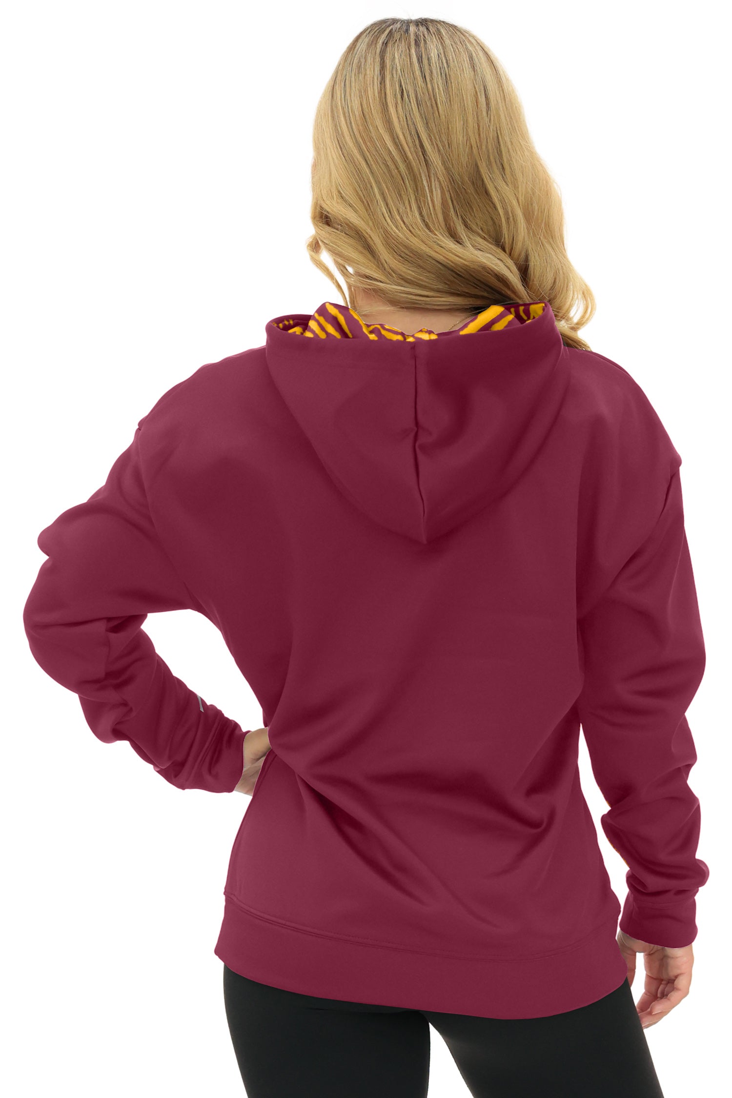Zubaz NFL Women's Free Play 2 Color Zebra Liner Hoodie, WASHINGTON COMMANDERS