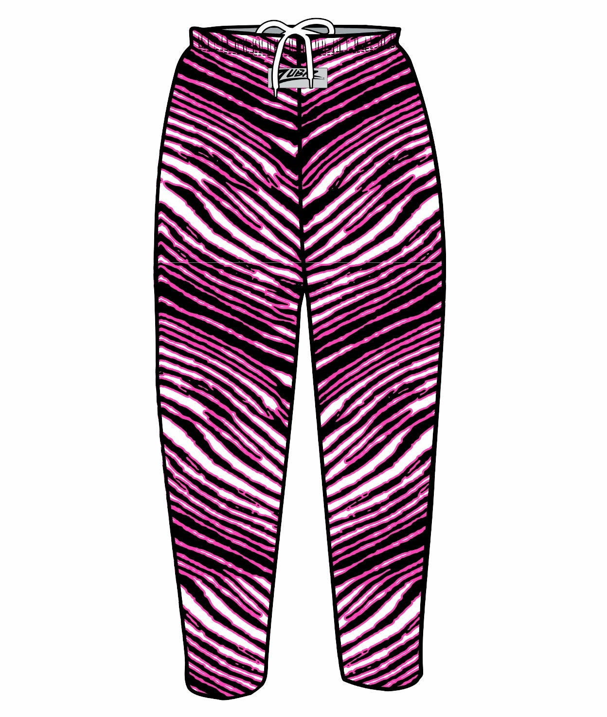 Zubaz Adult Unisex Z88 3 Color Zebra Pant, BLACK/FLUORESCENT PINK