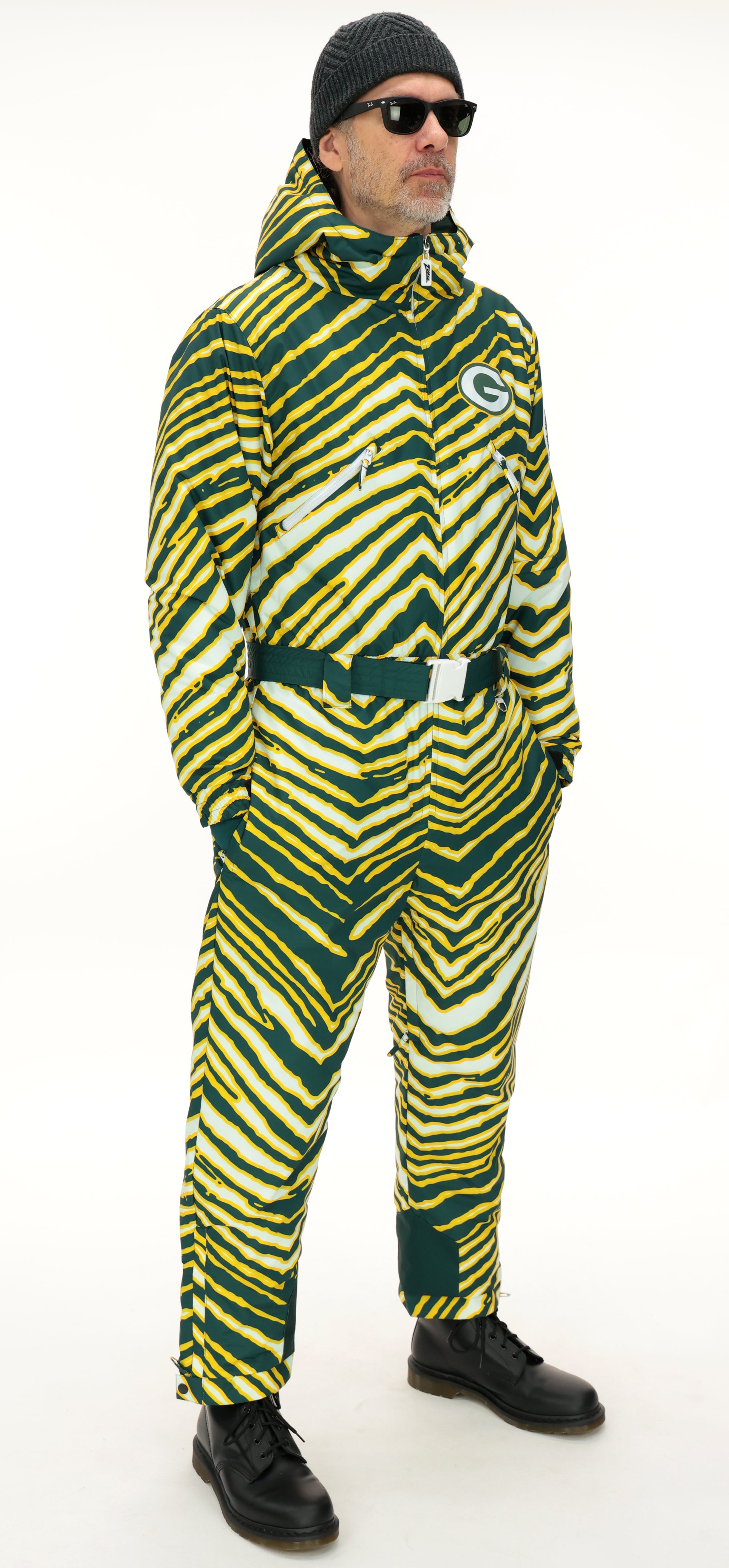 Zubaz NFL Adult Unisex Zebra Team Color Tundra Tux Snowsuit, Green Bay Packers - Official NFL Packers Zubaz Apparel (3 of 7)