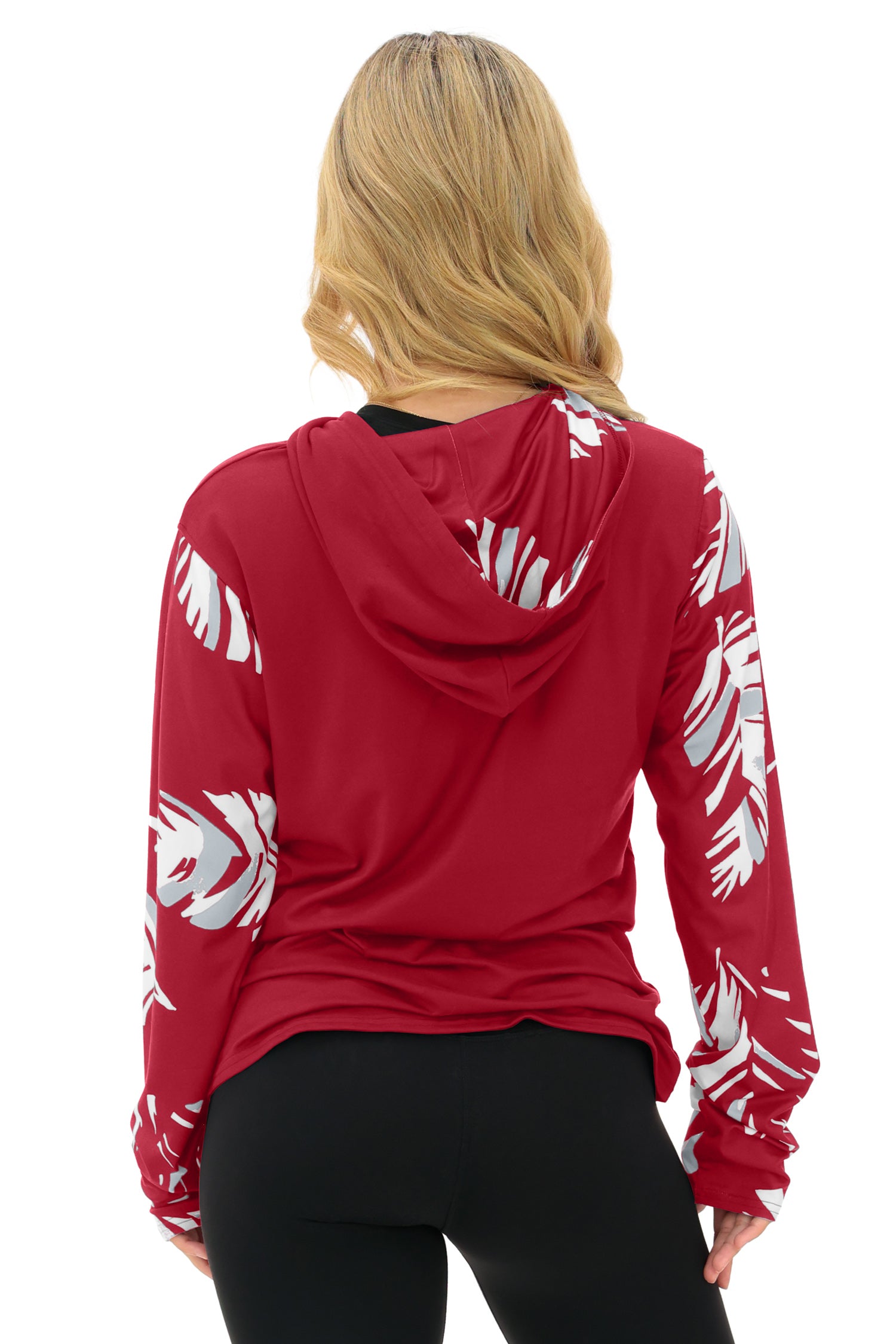 Zubaz NFL WOMEN Casual Script Leaf Accent Lightweight Hoodie, ARIZONA CARDINALS