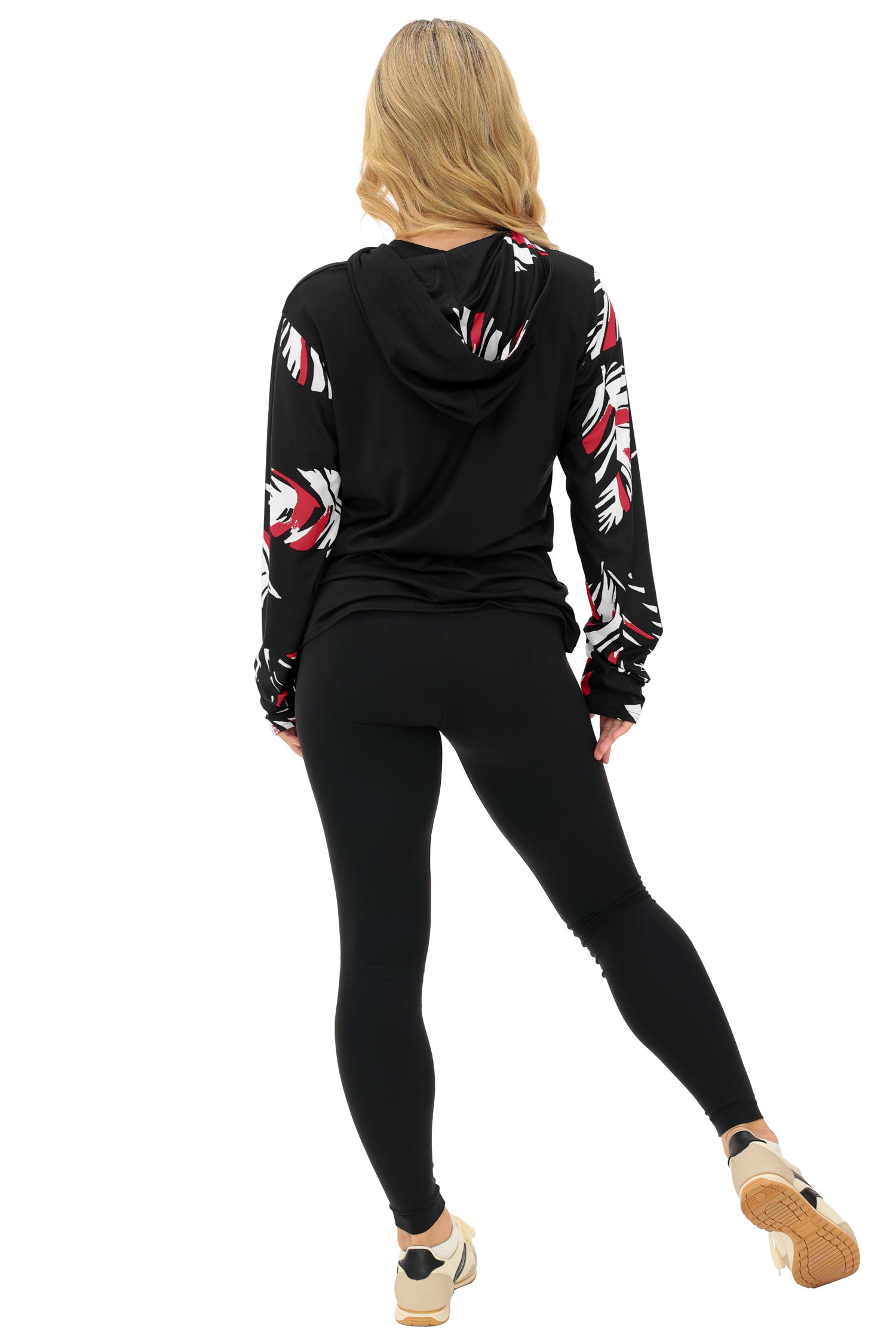 Zubaz NFL WOMEN Casual Script Leaf Accent Lightweight Hoodie, ATLANTA FALCONS