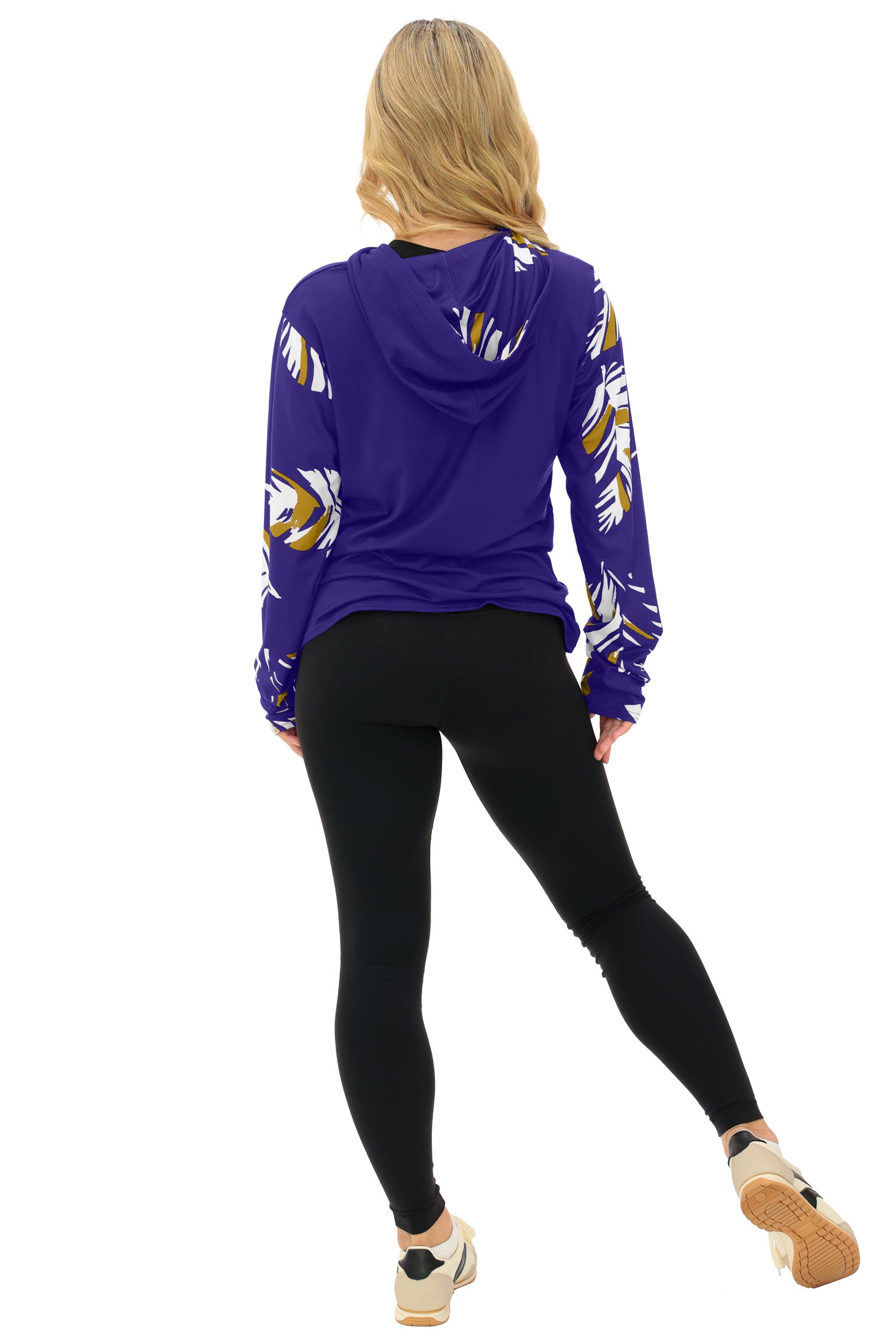 Zubaz NFL WOMEN Casual Script Leaf Accent Lightweight Hoodie, BALTIMORE RAVENS