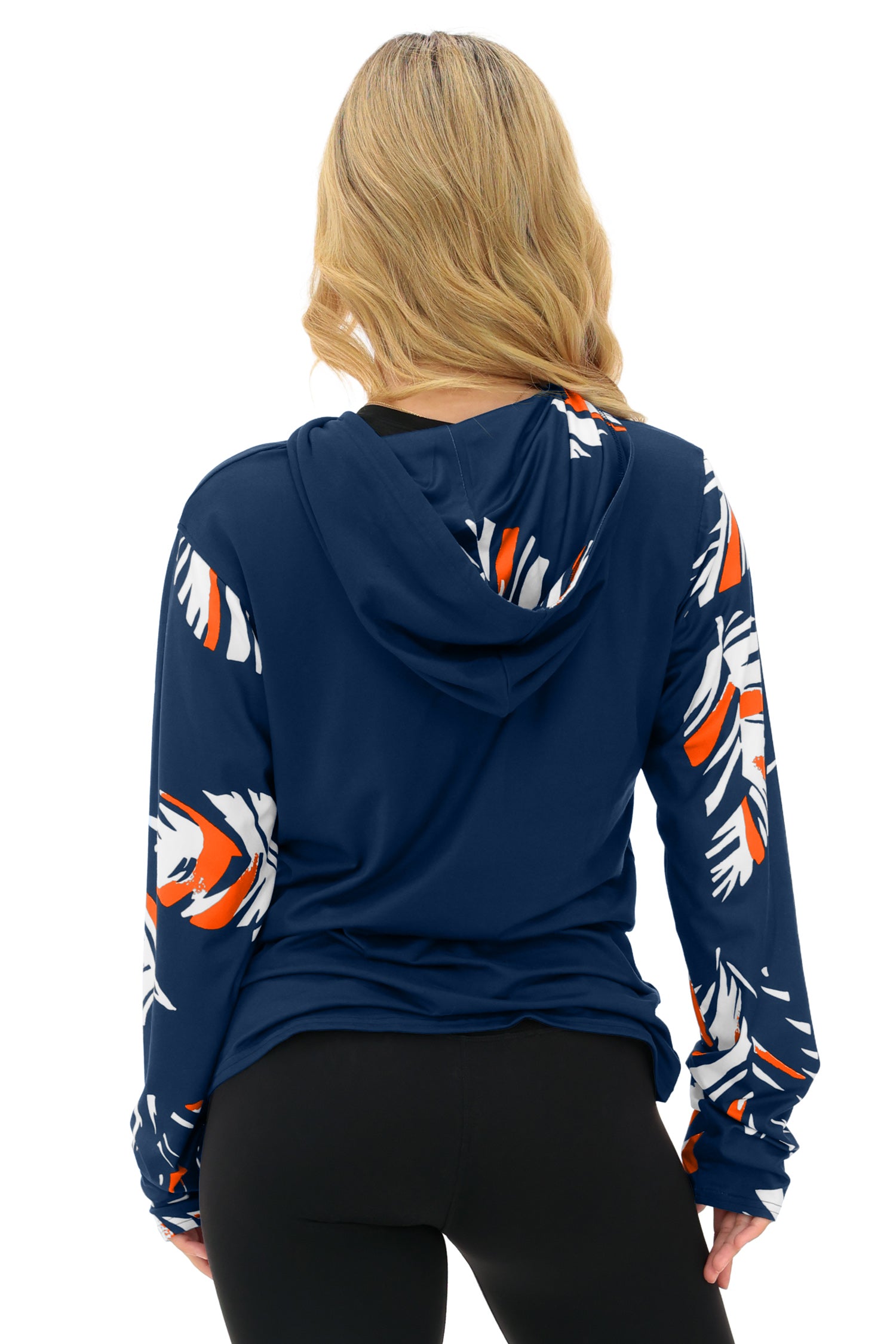 Zubaz NFL WOMEN Casual Script Leaf Accent Lightweight Hoodie, CHICAGO BEARS
