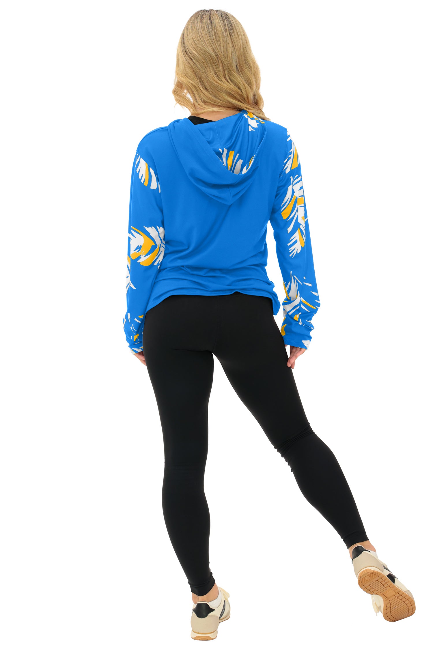 Zubaz NFL WOMEN Casual Script Leaf Accent Lightweight Hoodie, LOS ANGELES CHARGERS