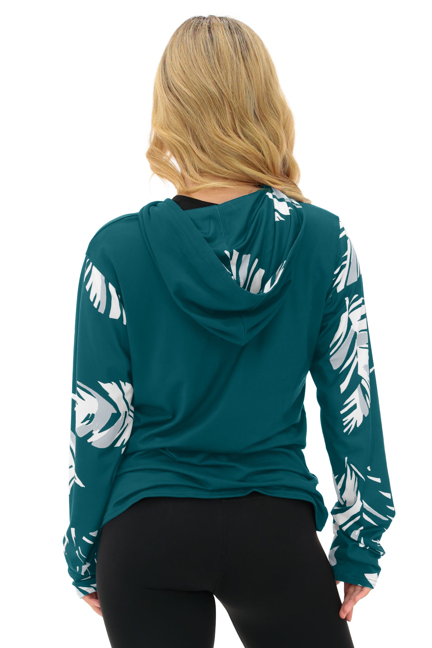 Zubaz NFL WOMEN Casual Script Leaf Accent Lightweight Hoodie, PHILADELPHIA EAGLES