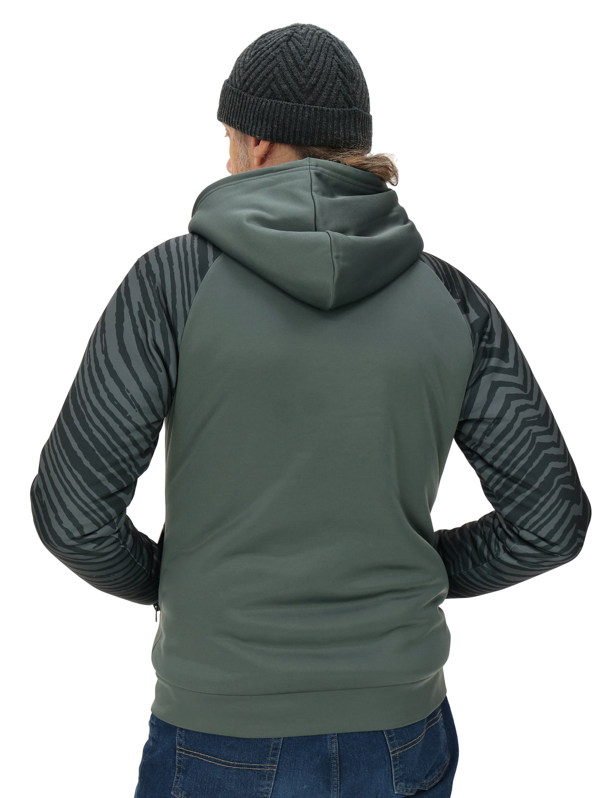 Zubaz NFL New York Jets Men's Charcoal Tonal Zebra Sherpa-Lined Raglan Full-Zip Hoodie