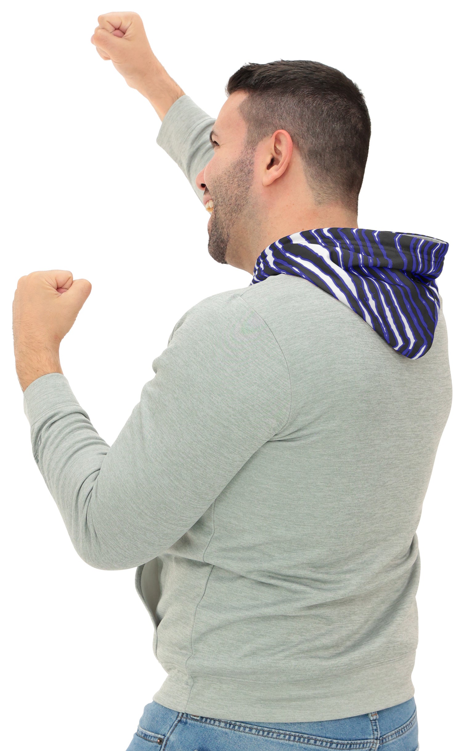 Zubaz NFL Men`s Gray Hoodie with 3C Zebra Hood, BALTIMORE RAVENS