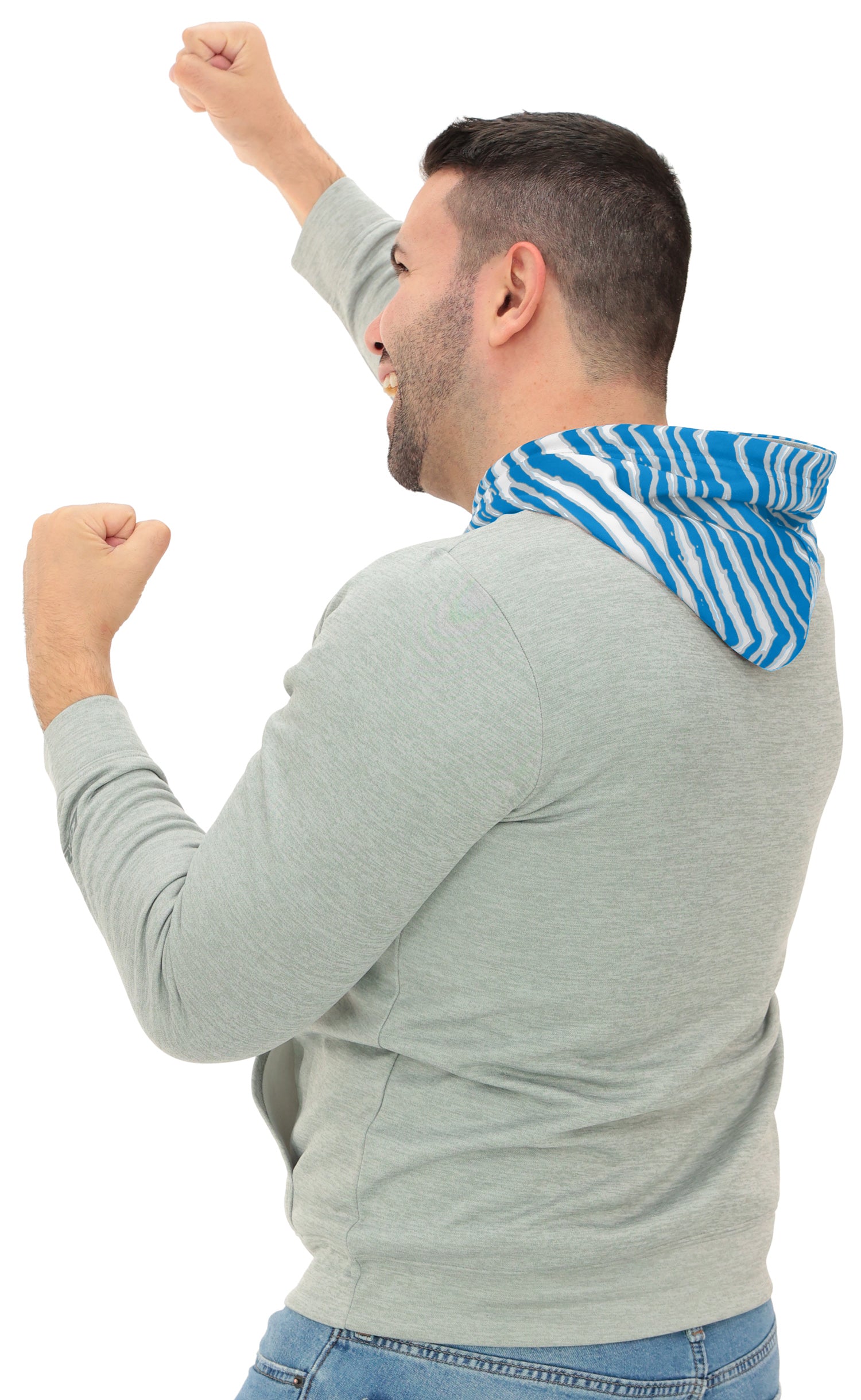 Zubaz NFL Men`s Gray Hoodie with 3C Zebra Hood, DETROIT LIONS
