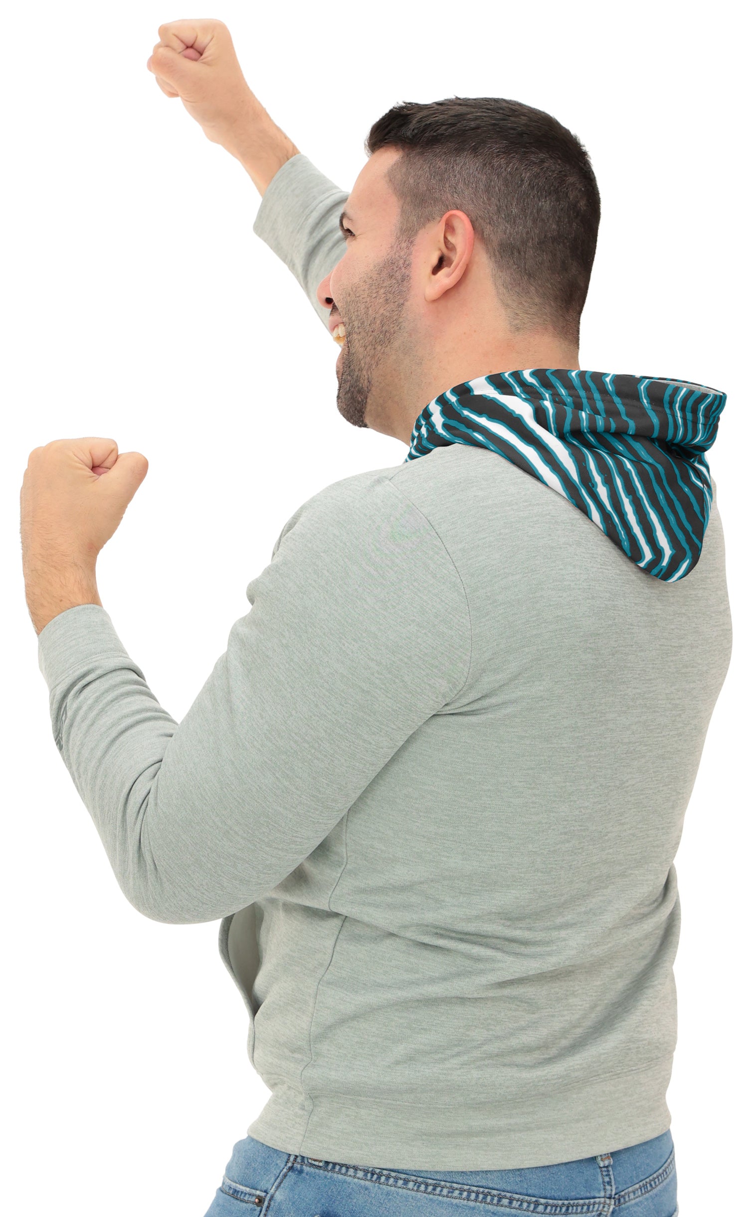 Zubaz NFL Men`s Gray Hoodie with 3C Zebra Hood, JACKSONVILLE JAGUARS