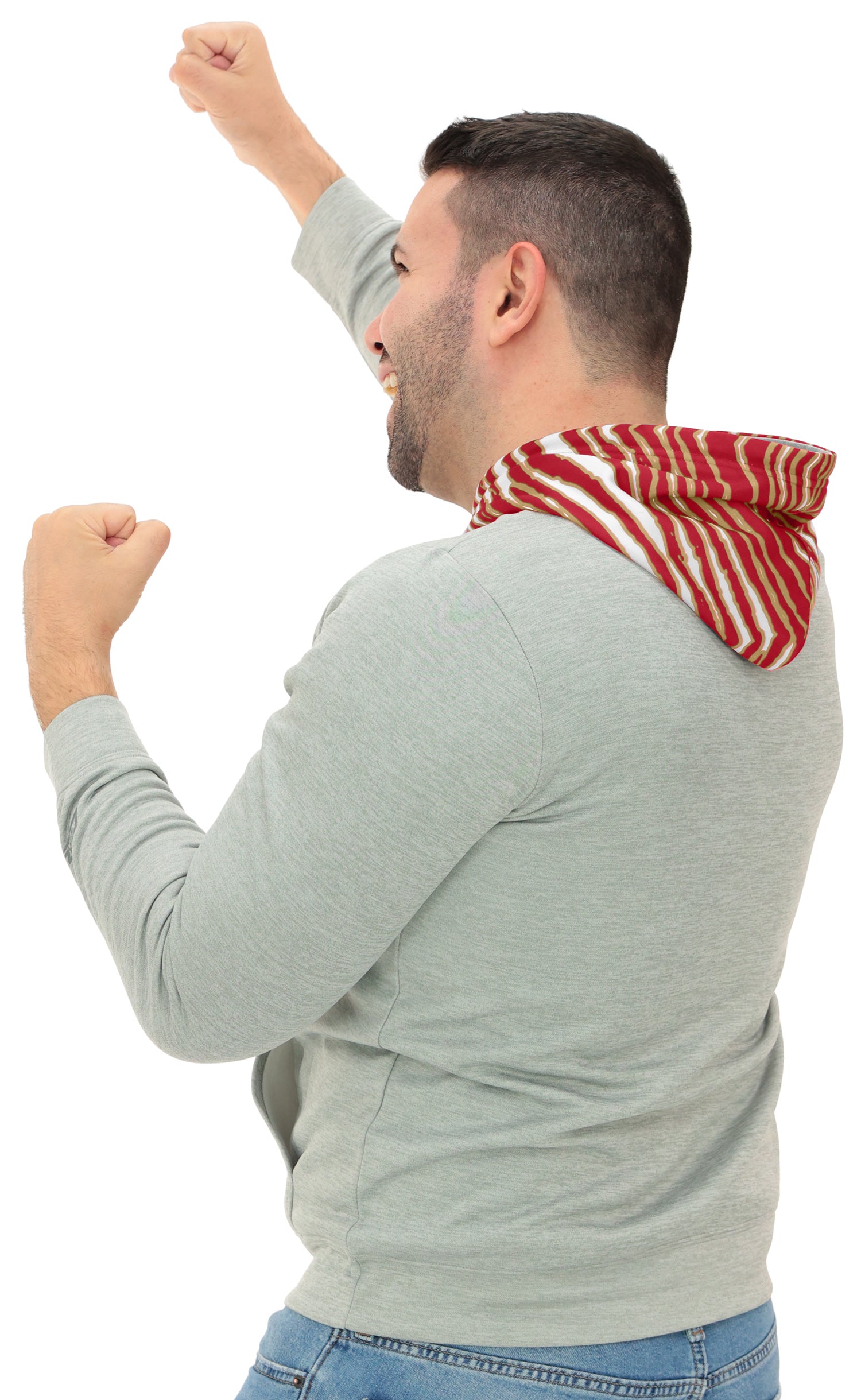 Zubaz NFL Men`s Gray Hoodie with 3C Zebra Hood, SAN FRANCISCO 49ERS